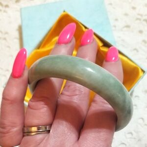 Snow Green Jade Children's Bangle Bracelet ~ Vintage